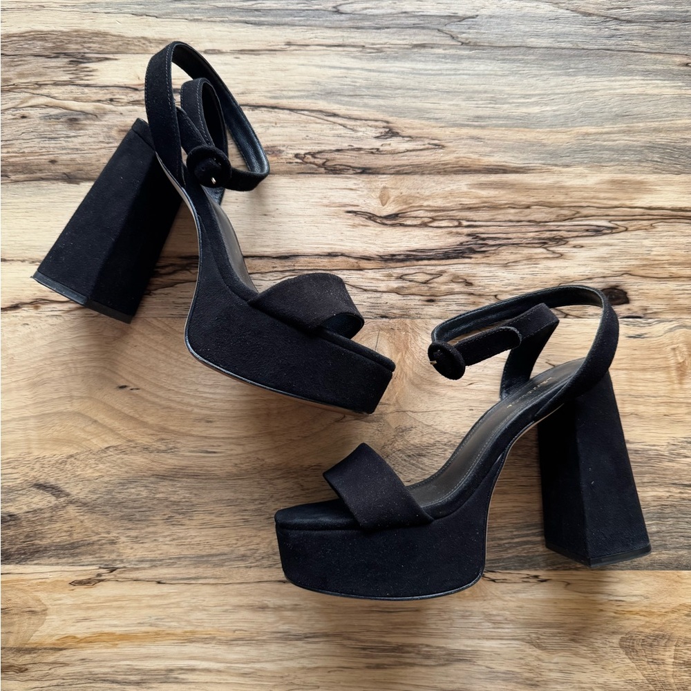 Larroudé Dolly Black Suede Platform Heels - Size 6 women’s